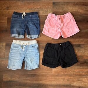 Set of Four Casual Shorts in Pink, Black, and Denim